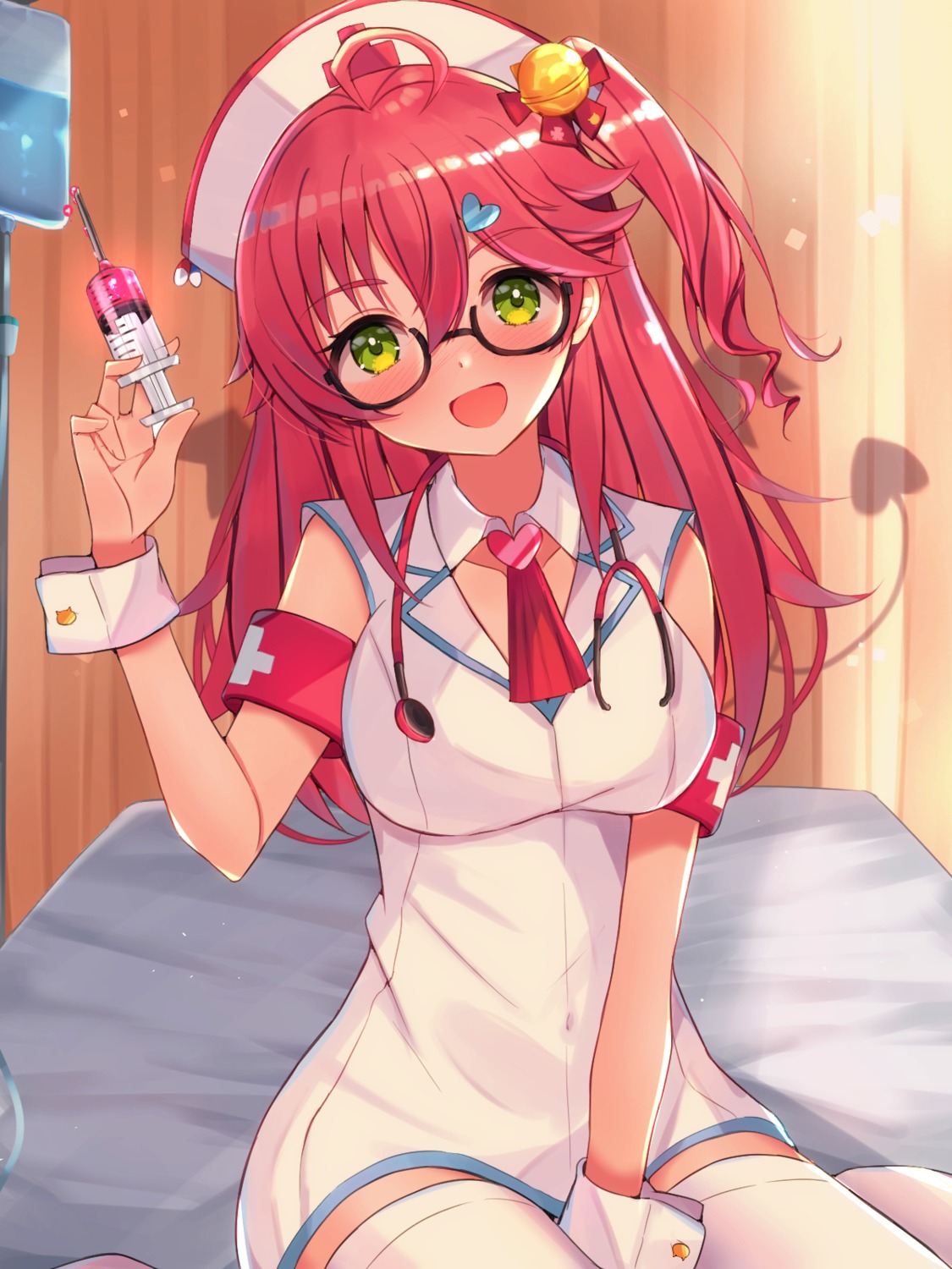 hololive, megane, mi_taro333, nurse, sakura_miko, thighhighs
