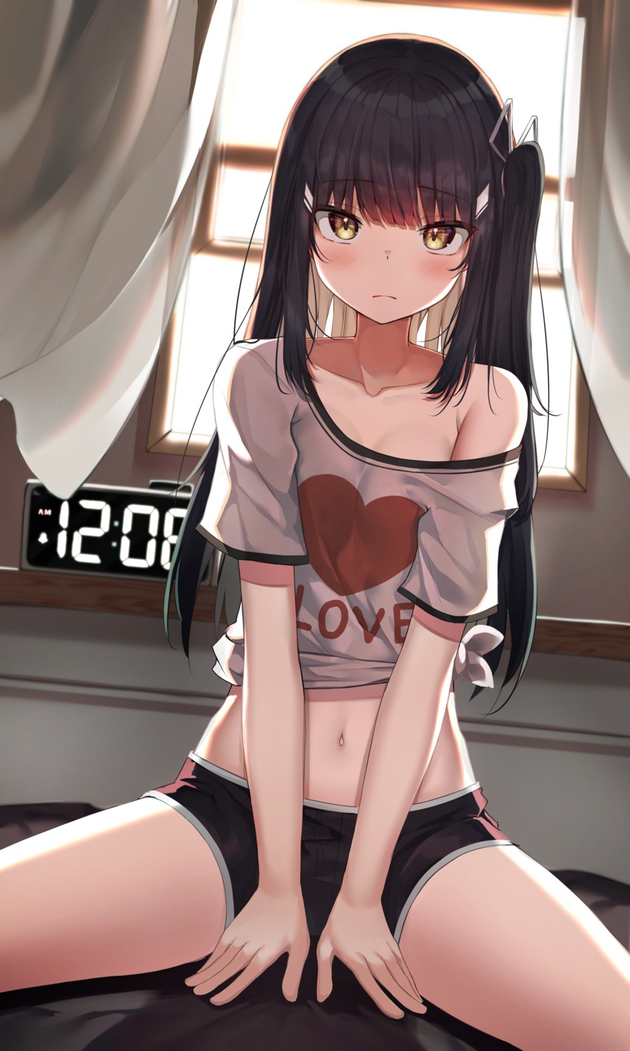 apple_ringo, cleavage, no_bra, shirt_lift