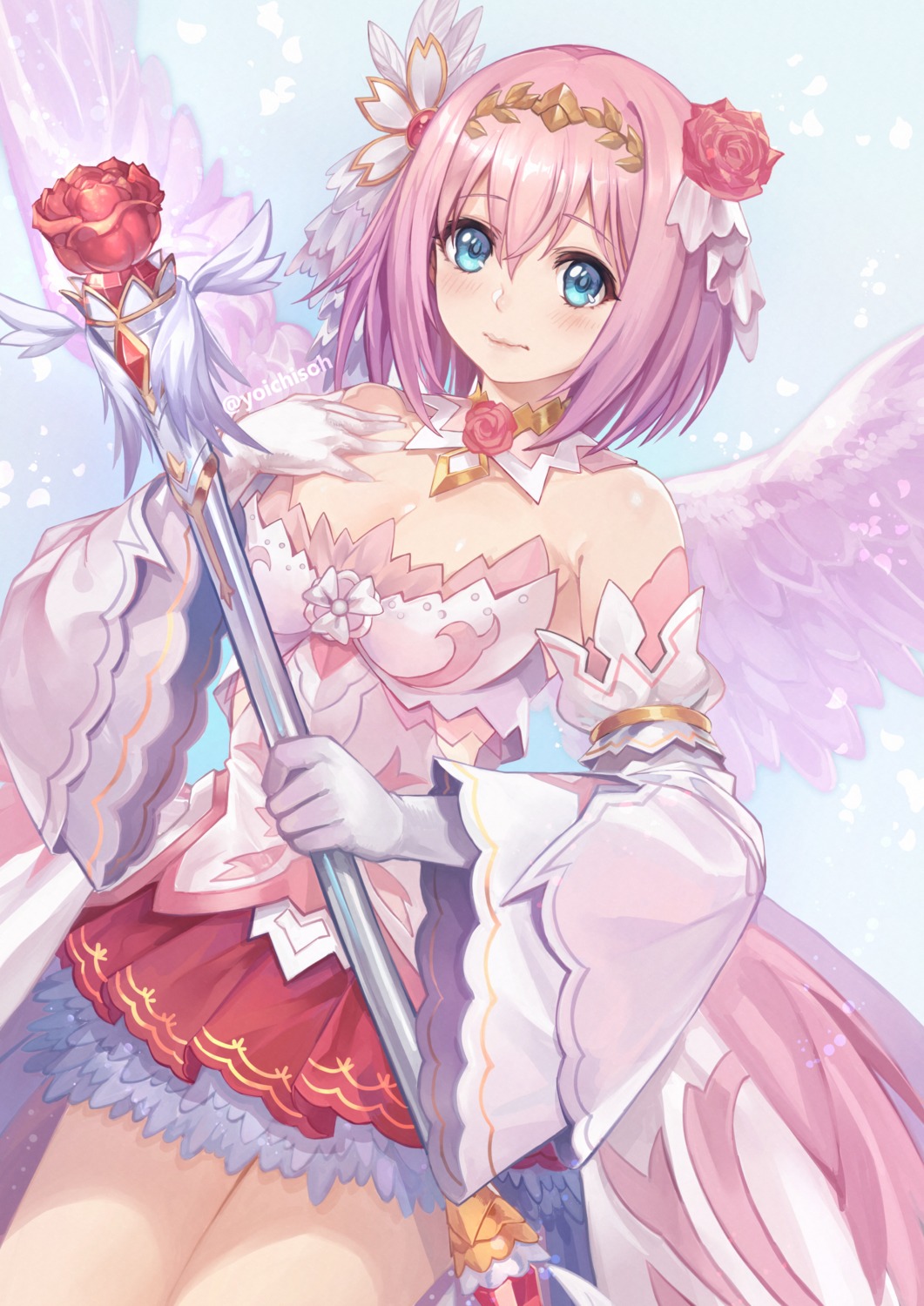 cleavage, itou_youichi, no_bra, princess_connect!, princess_connect!_re:dive, weapon, wings