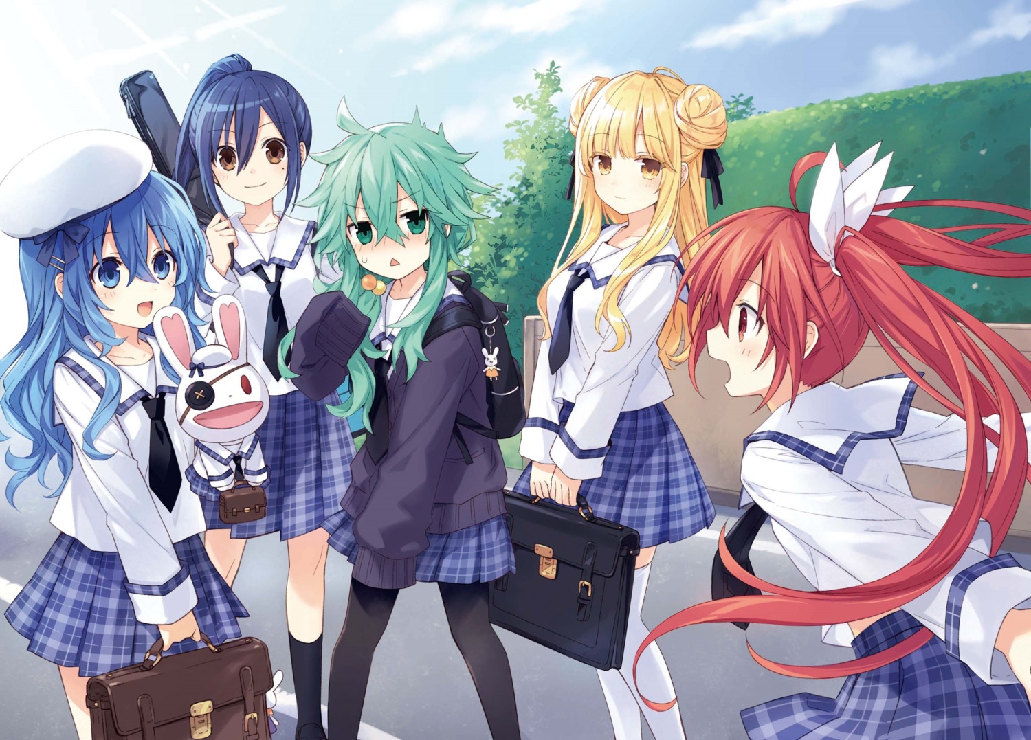 date_a_live, detexted, eyepatch, guitar, himekawa_yoshino, hoshimiya_mukuro, itsuka_kotori, kyouno_natsumi