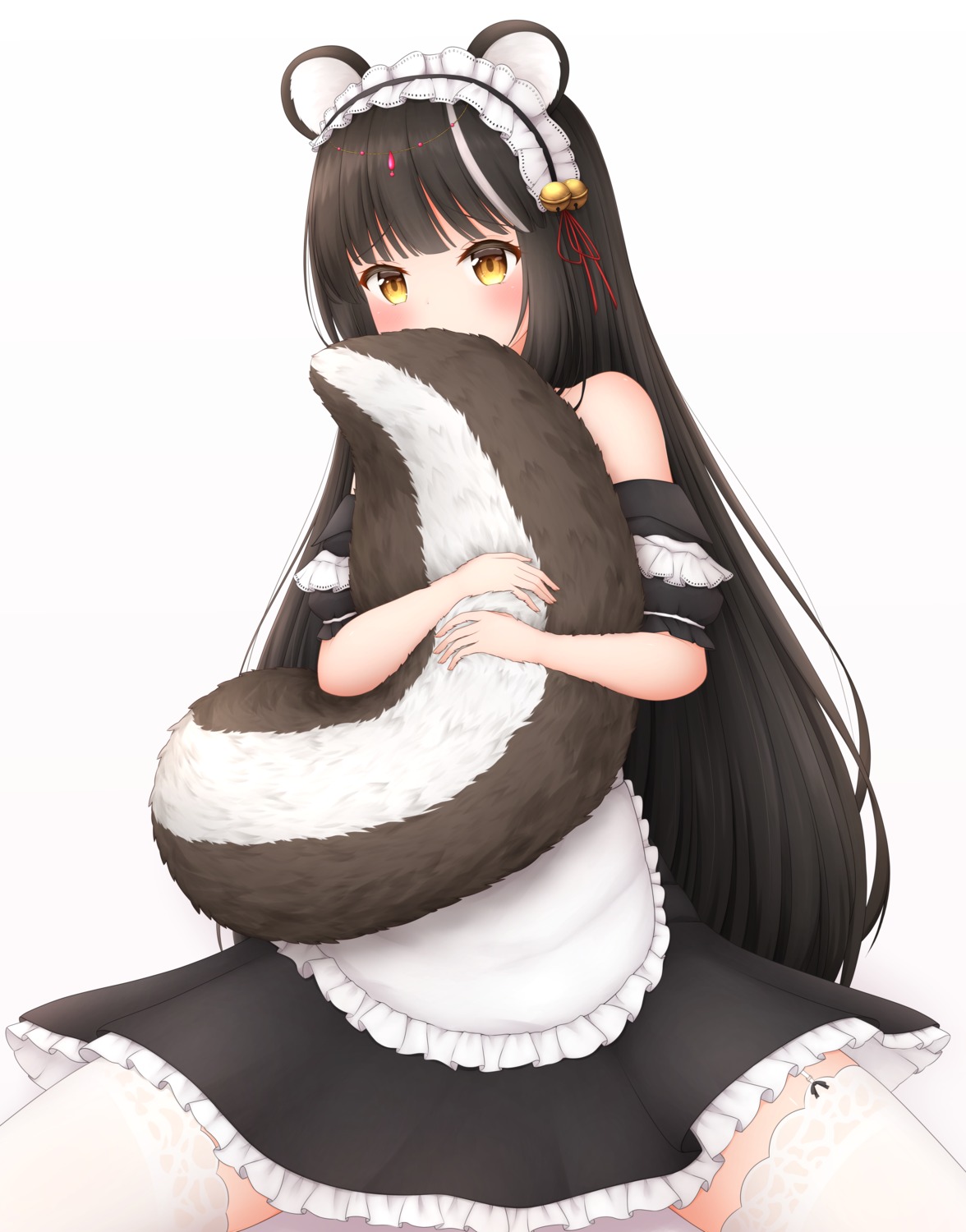 animal_ears, azur_lane, maid, naganami_(azur_lane), stockings, tail, thighhighs, vldjm13
