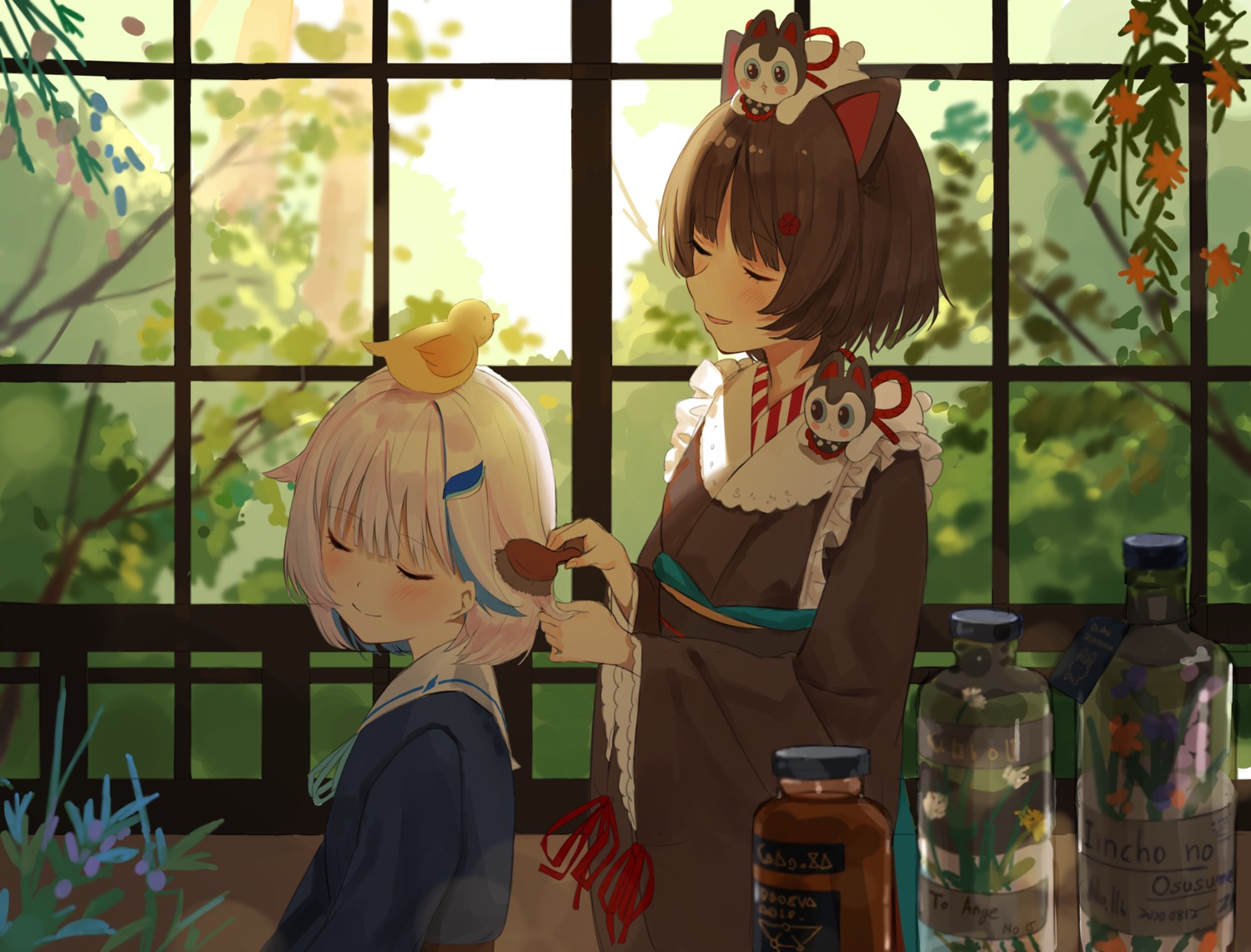 animal_ears, maid, seifuku, sen_(sennosenn1127), wa_maid