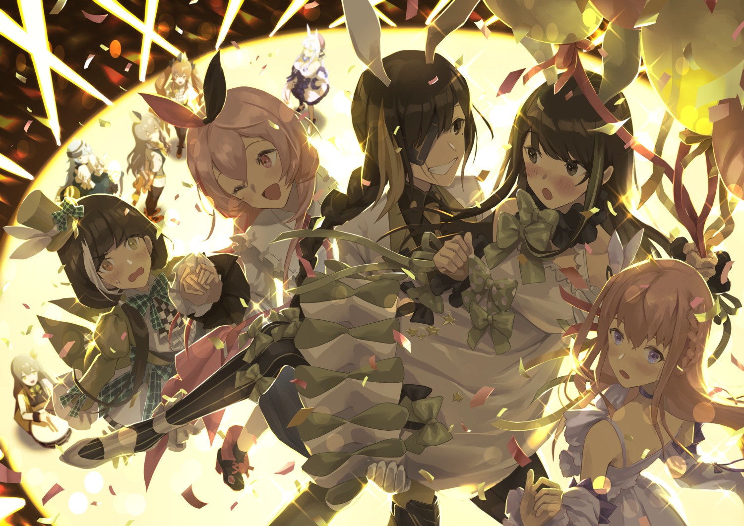 animal_ears, bunny_ears, dress, girls_frontline, heels, m16a1_(girls_frontline), m4_sopmod_ii_(girls_frontline), m4a1_(girls_frontline)