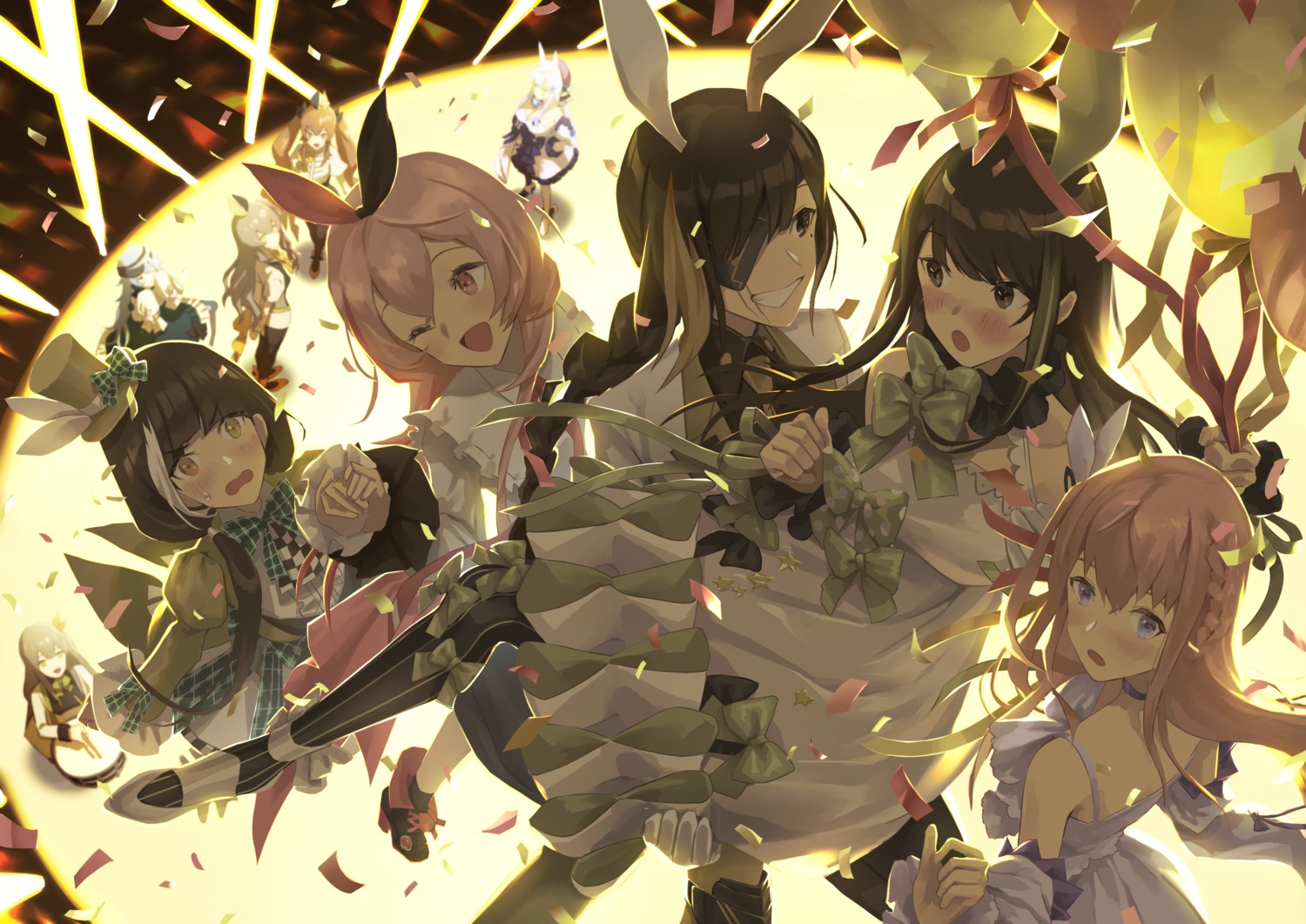 animal_ears, bunny_ears, dress, girls_frontline, heels, m16a1_(girls_frontline), m4_sopmod_ii_(girls_frontline), m4a1_(girls_frontline)