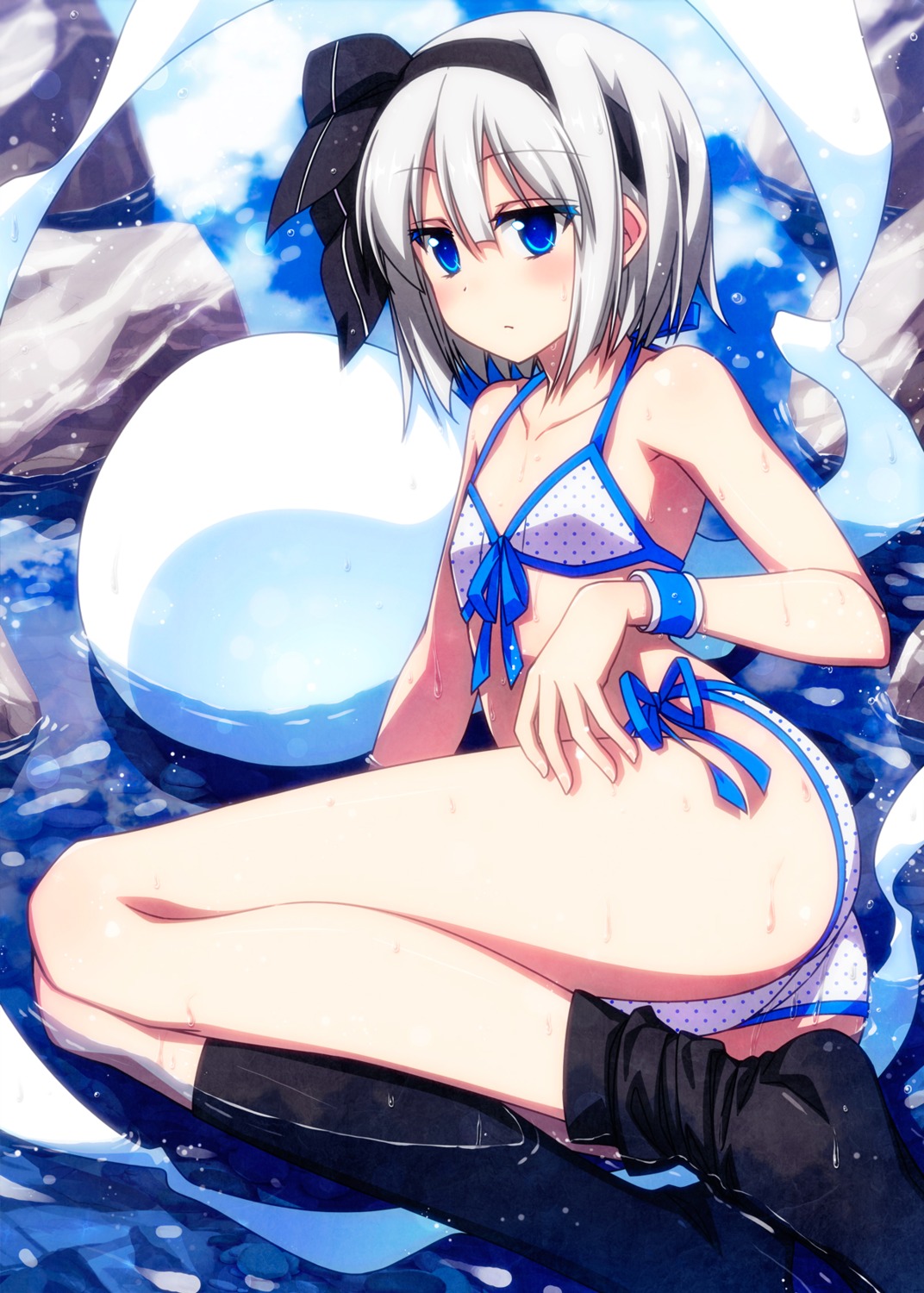 ass, bikini, konpaku_youmu, myon, sazanami_mio, swimsuits, touhou, wet