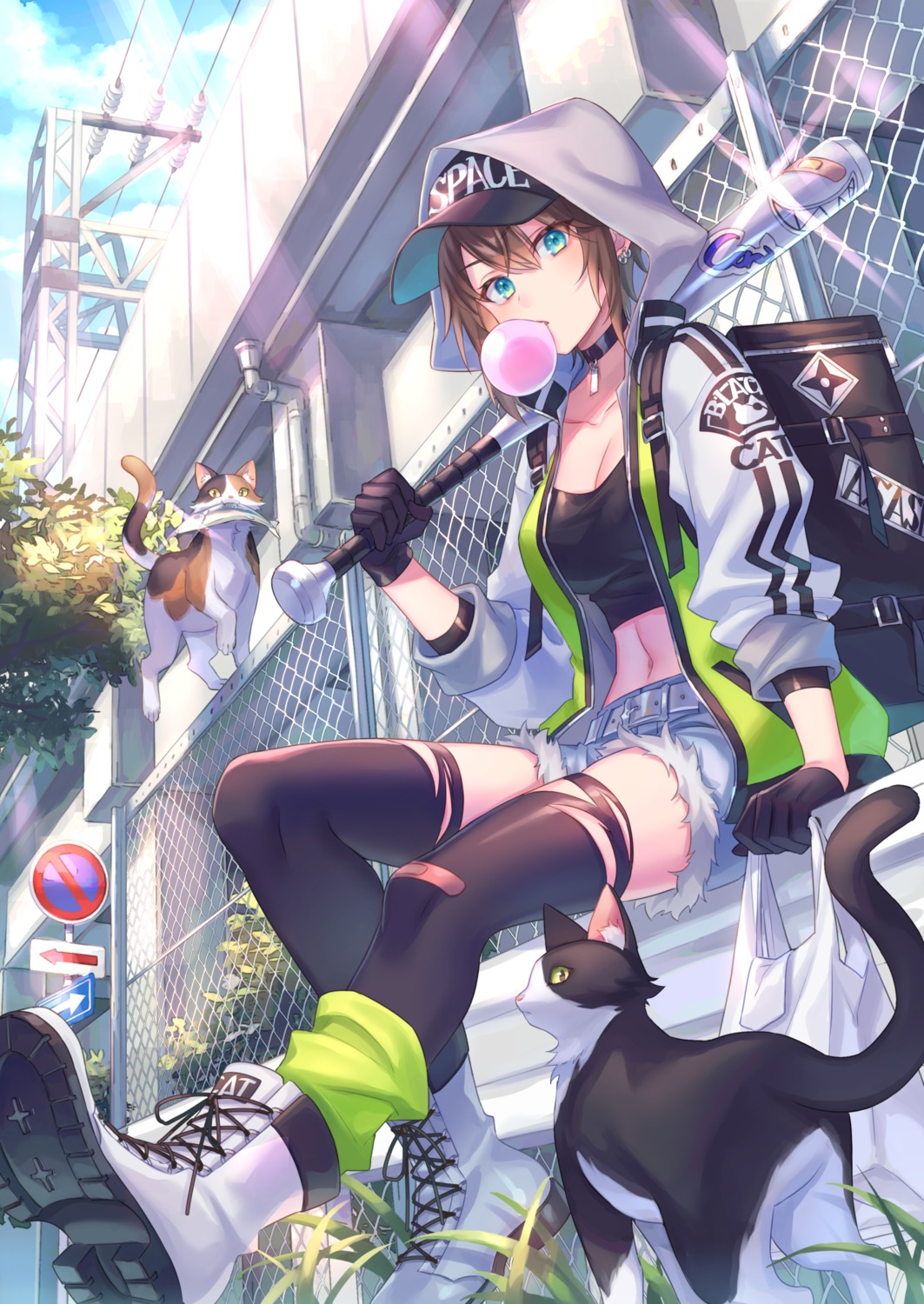 bandaid, neko, thighhighs, torn_clothes, zoff_(daria)