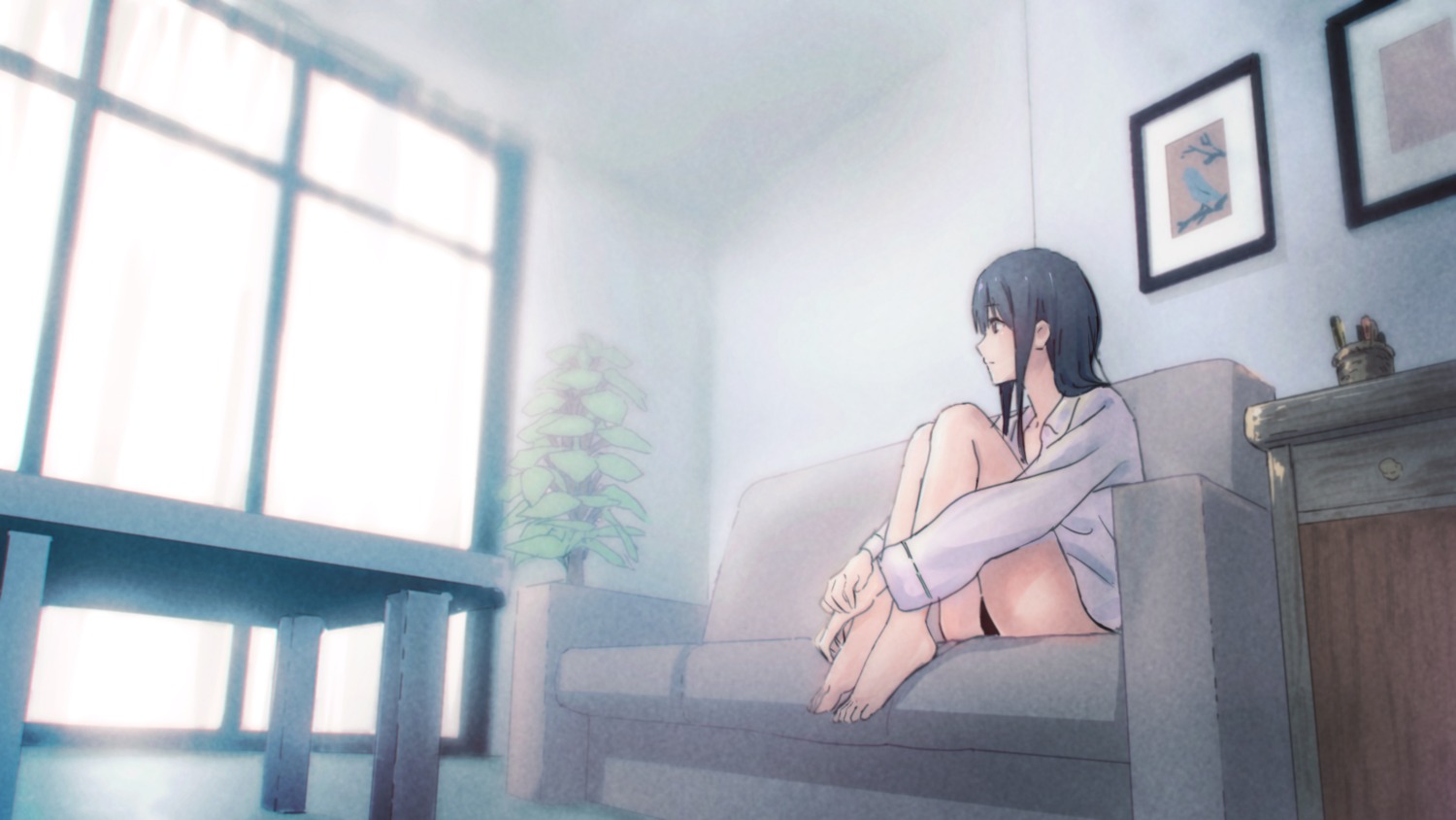 dress_shirt, feet, hibike!_euphonium, liz_to_aoi_tori, pantsu, piroaki, wallpaper, yoroizuka_mizore