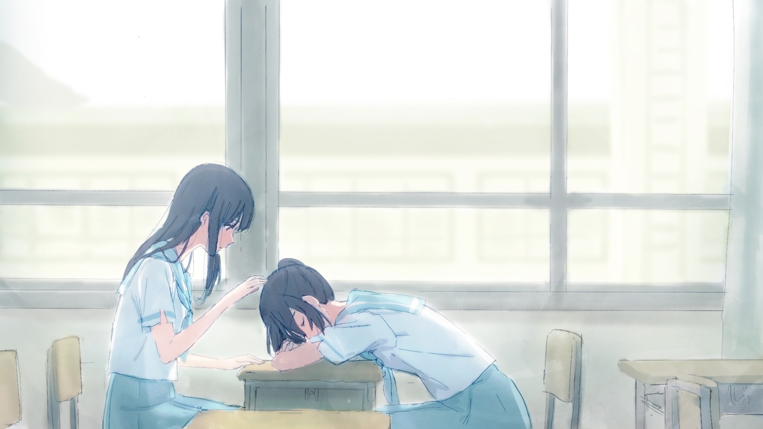 hibike!_euphonium, kasaki_nozomi, liz_to_aoi_tori, piroaki, seifuku, yoroizuka_mizore, yuri