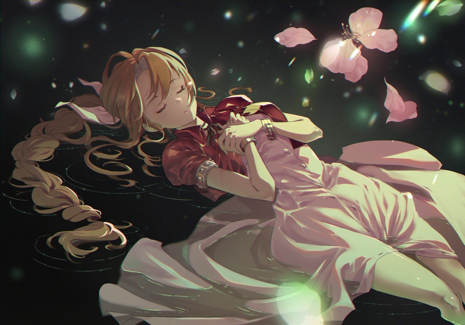aerith_gainsborough, dress, final_fantasy, final_fantasy_vii, goku-chan, skirt_lift, wet, wet_clothes