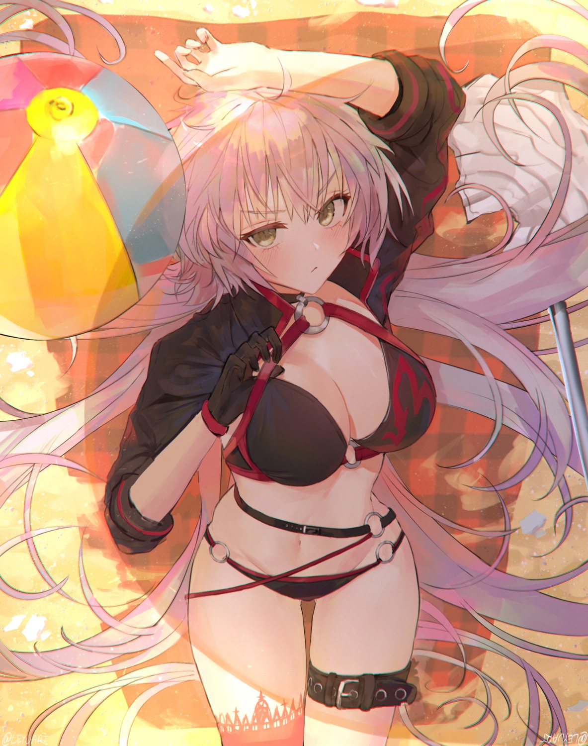 bikini, cleavage, fate/grand_order, garter, jeanne_d'arc, jeanne_d'arc_alter_(fate), leyu, swimsuits, thighhighs