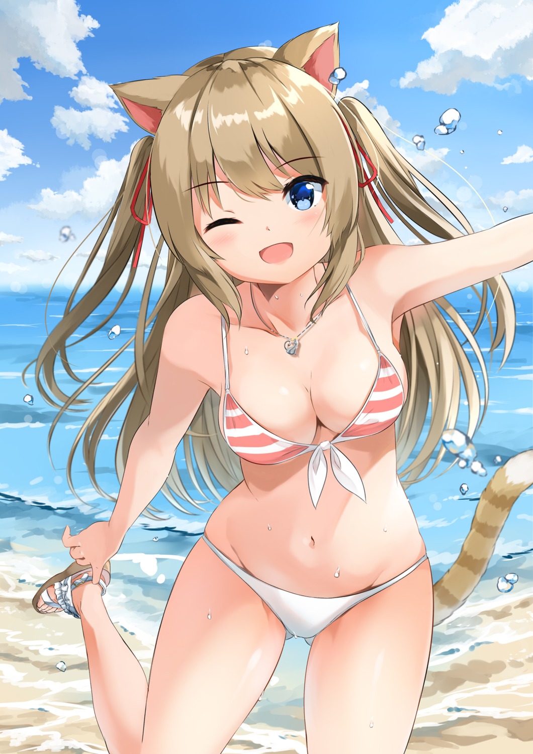 animal_ears, bikini, sora_(silent_square), swimsuits, tail