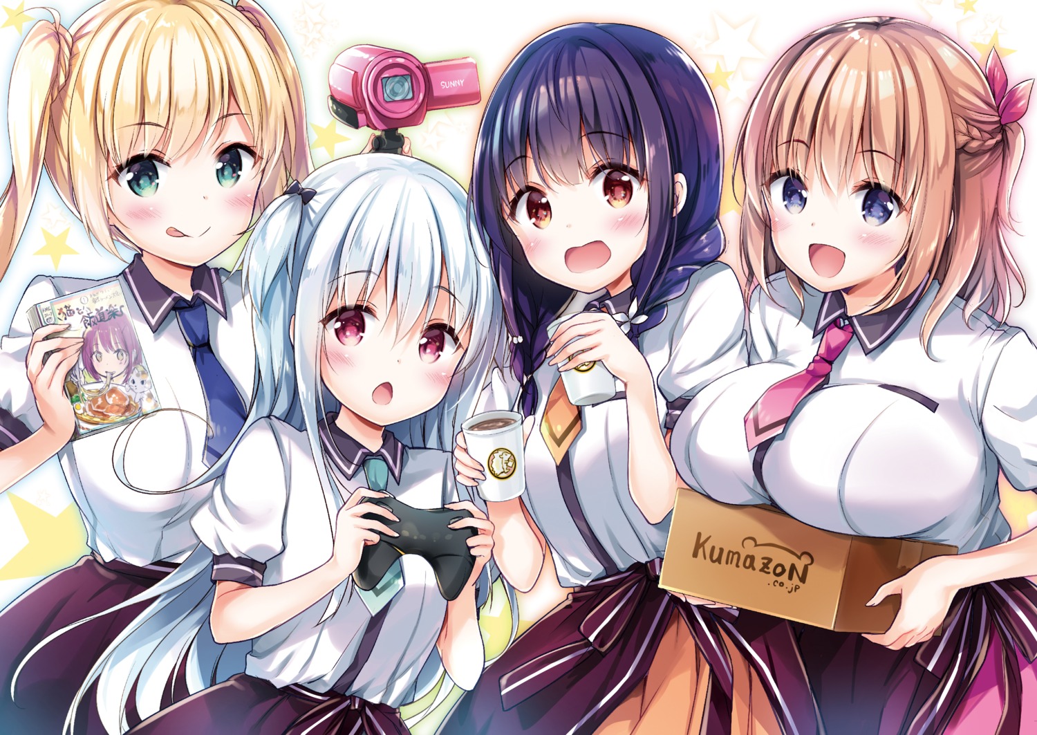 amamiya_rie, breast_hold, hisama_kumako, ichijouma_mankitsu_gurashi!, morita_meiko, nakano_neo, seifuku, suzuki_marika