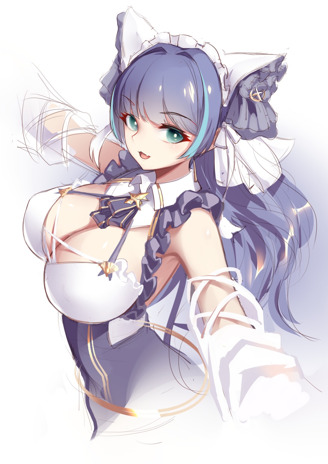azur_lane, cheshire_(azur_lane), cleavage, liu_lan, maid, sketch