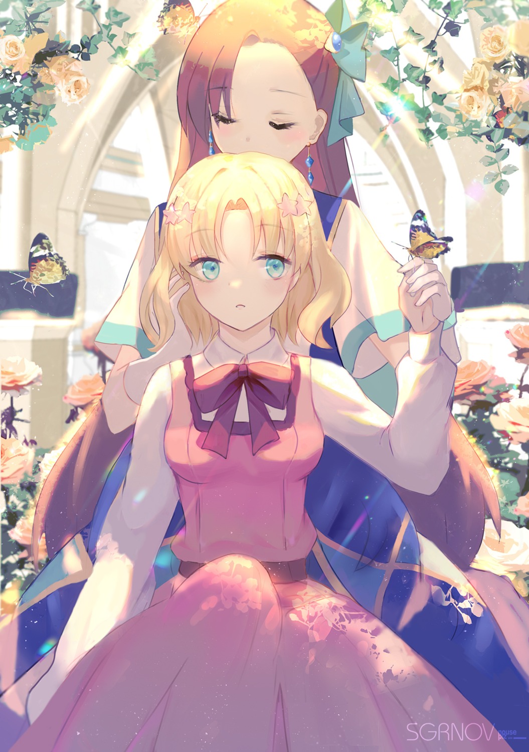 dress, iceblue, katarina_claes, maria_campbell, otome_game_no_hametsu_flag_shika_nai_akuyaku_reijou_ni_tensei_shite_shimatta..., yuri