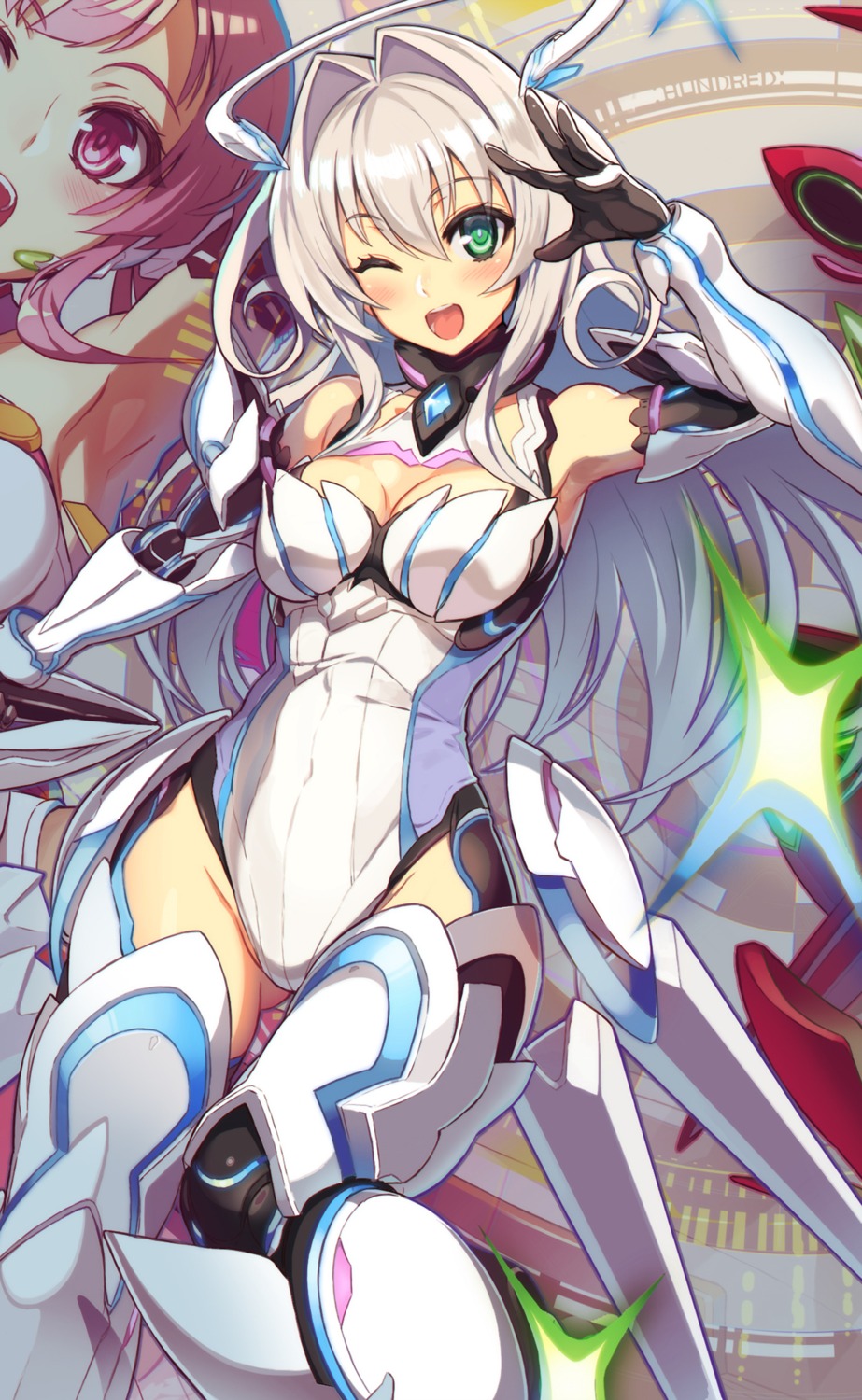 bodysuit, cleavage, emilia_hermit, hundred, tagme