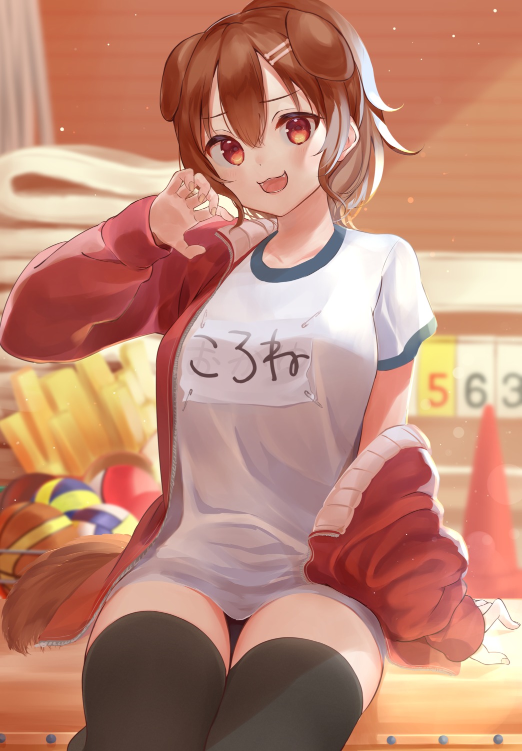 animal_ears, buruma, gym_uniform, hololive, hololive_gamers, inugami_korone, inumimi, nametarou_(meron)