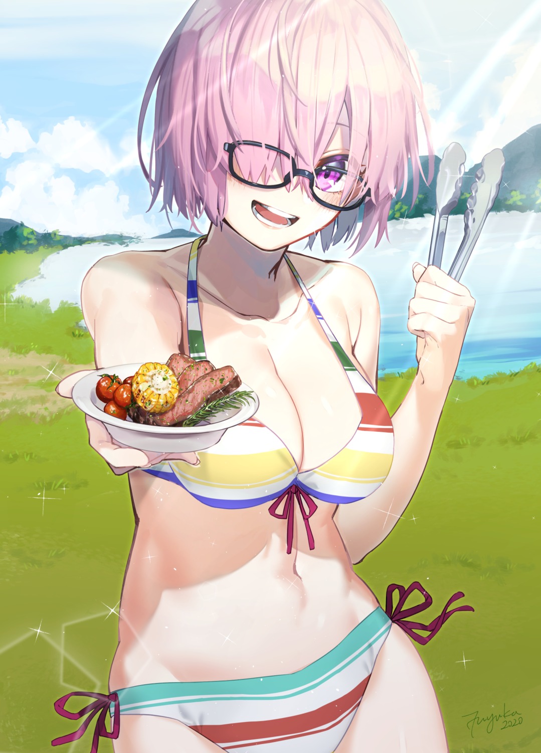 bikini, cleavage, fate/grand_order, fuyuhi_tsukika, mash_kyrielight, megane, swimsuits