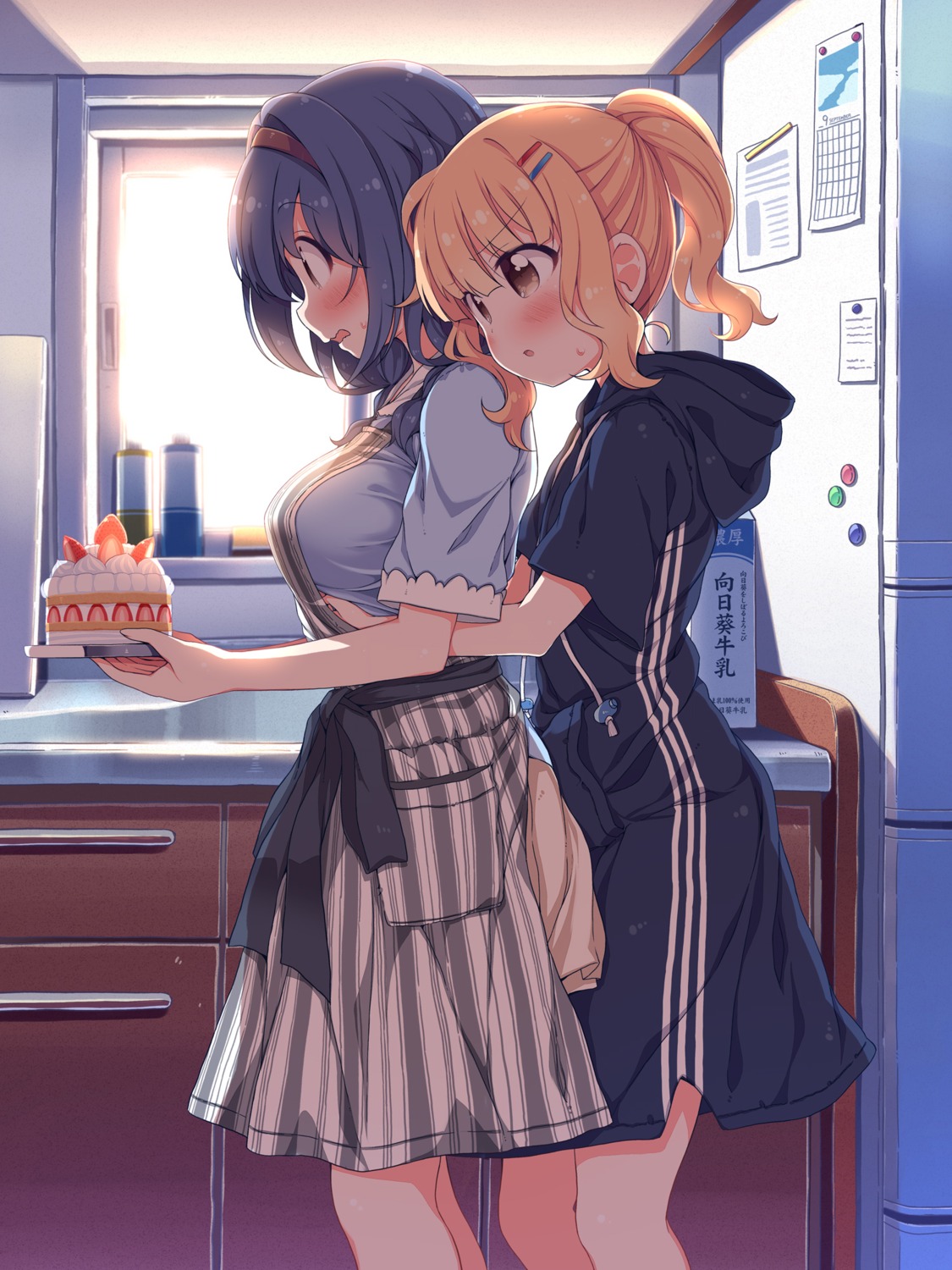 breast_hold, dress, furutani_himawari, oomuro_sakurako, takahero, yuri, yuru_yuri