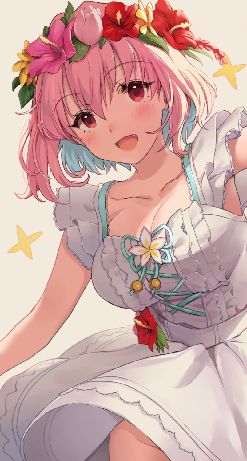 cleavage, dress, kirarin369, skirt_lift, summer_dress, the_idolm@ster, the_idolm@ster_cinderella_girls, yumemi_riamu