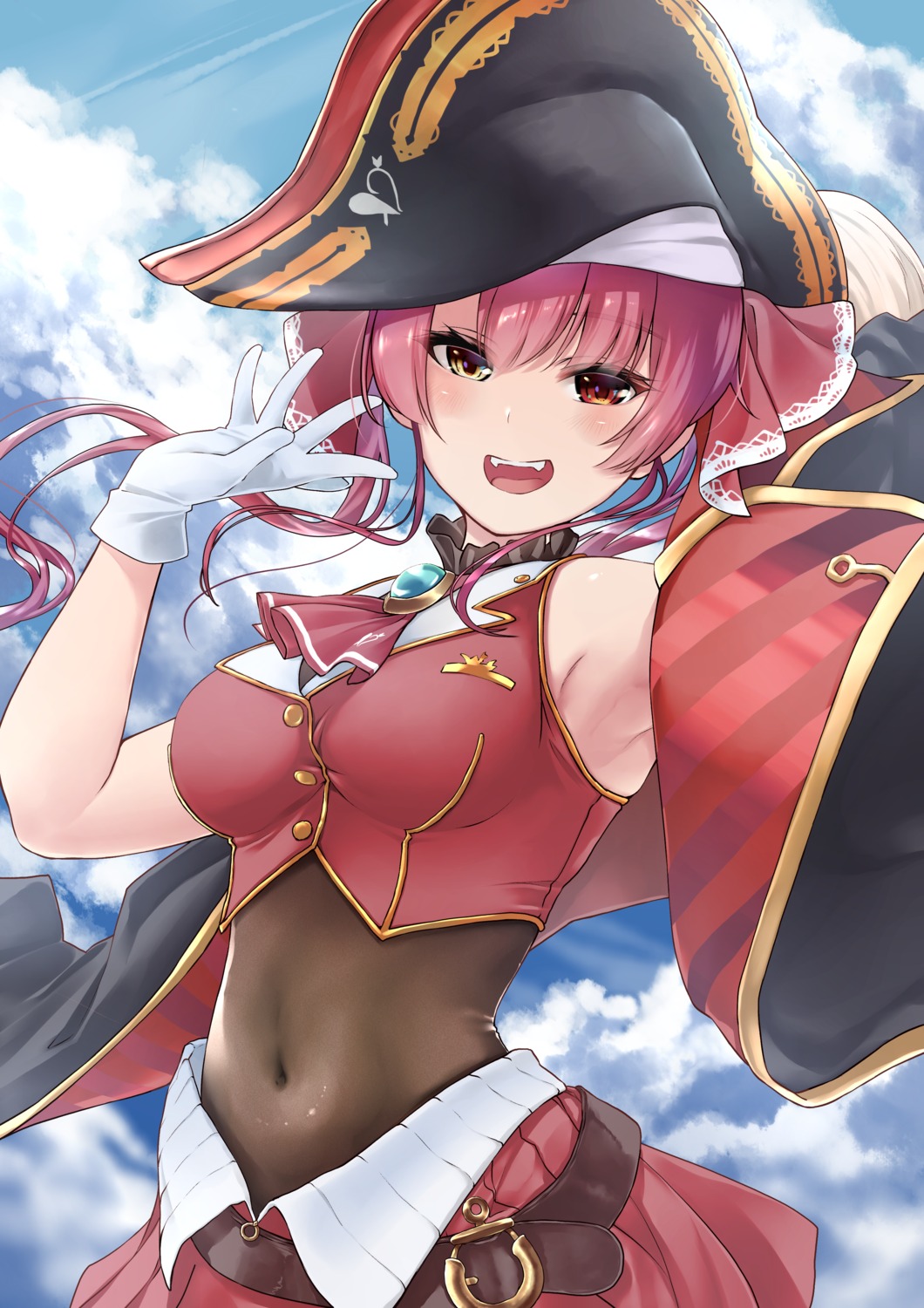heterochromia, hololive, houshou_marine, pirate, sazanka