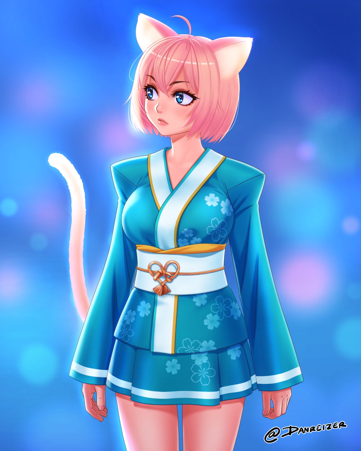 animal_ears, danreizer, japanese_clothes, nekomimi, tail
