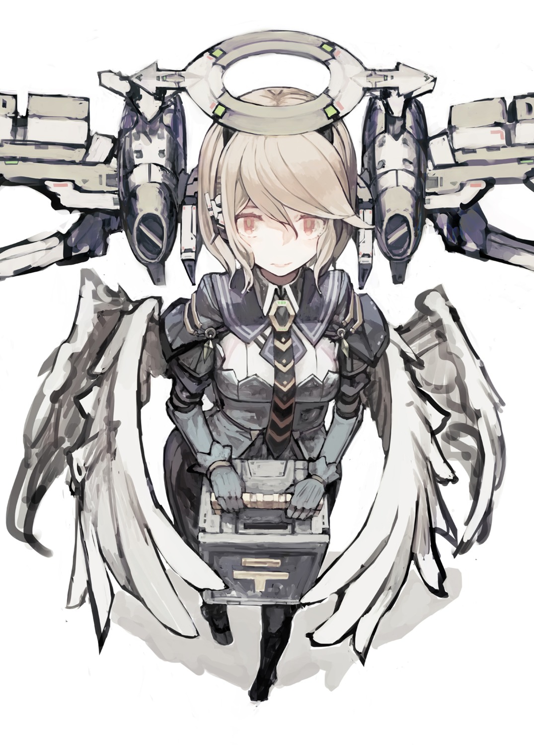 mecha_musume, tefec, uniform, wings