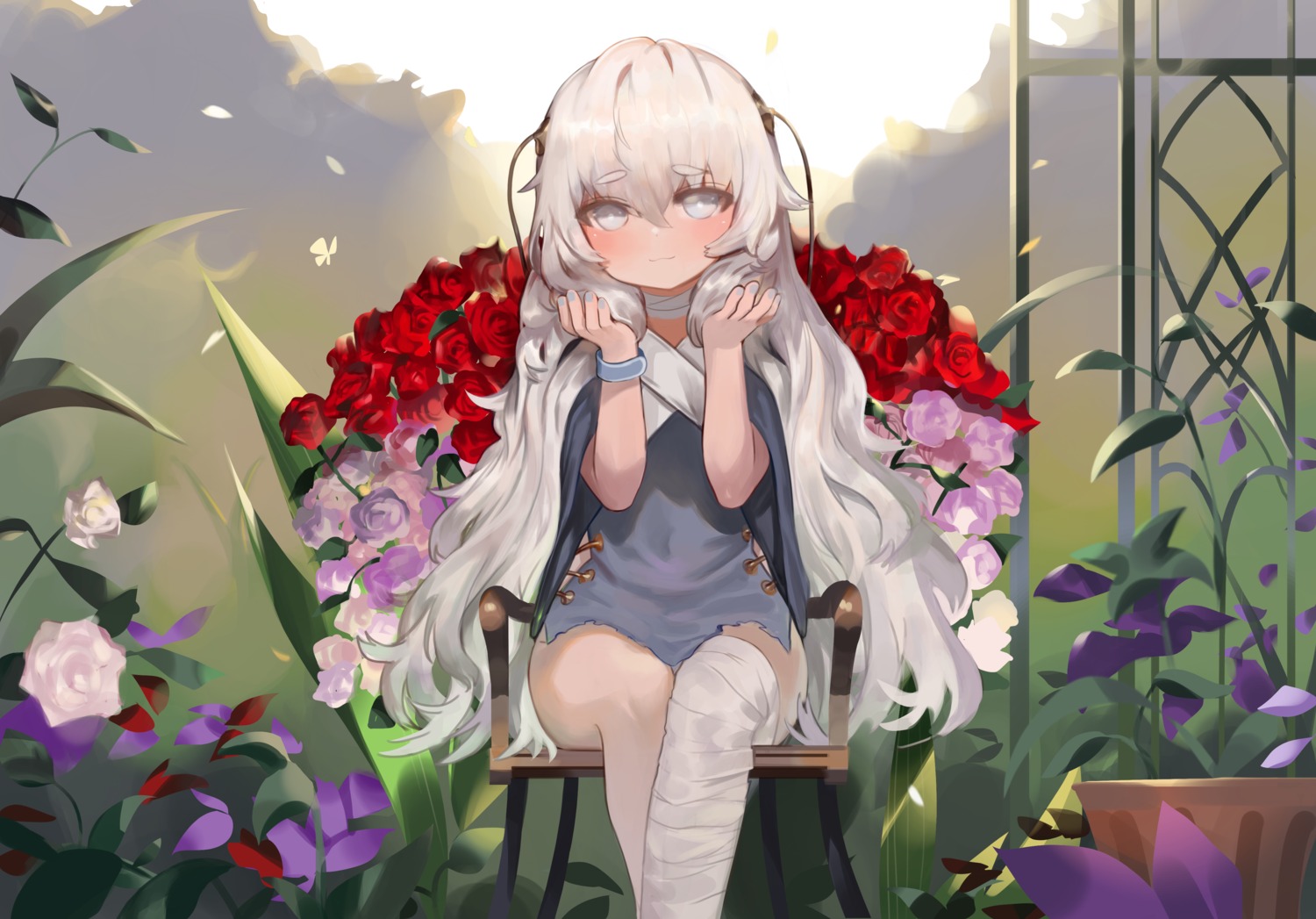 bandages, dokomon, dress, girls_frontline, ribeyrolles_1918_(girls_frontline), torn_clothes