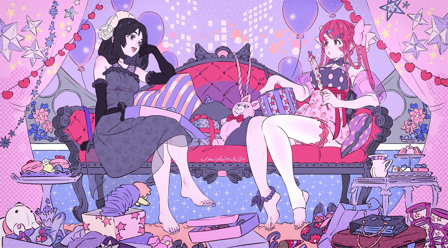 dress, feet, garter, see_through, thighhighs, umishima_senbon