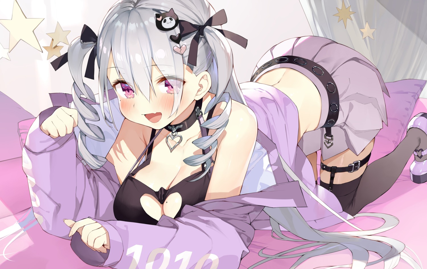 bra, gaou, garter, hourei_tenten, indie_virtual_youtuber, stockings, thighhighs