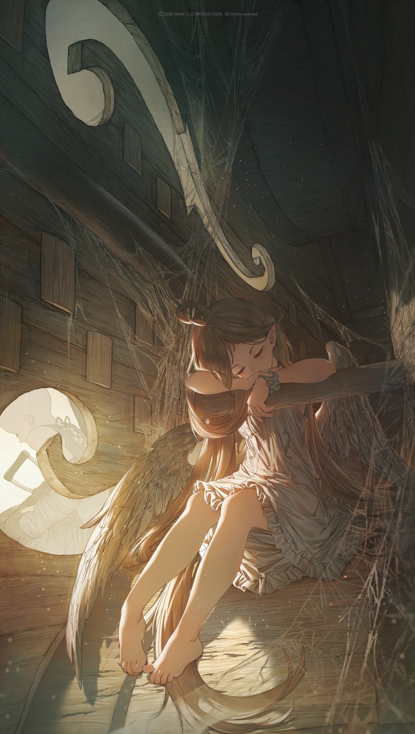 dress, feet, miv4t, skirt_lift, wings