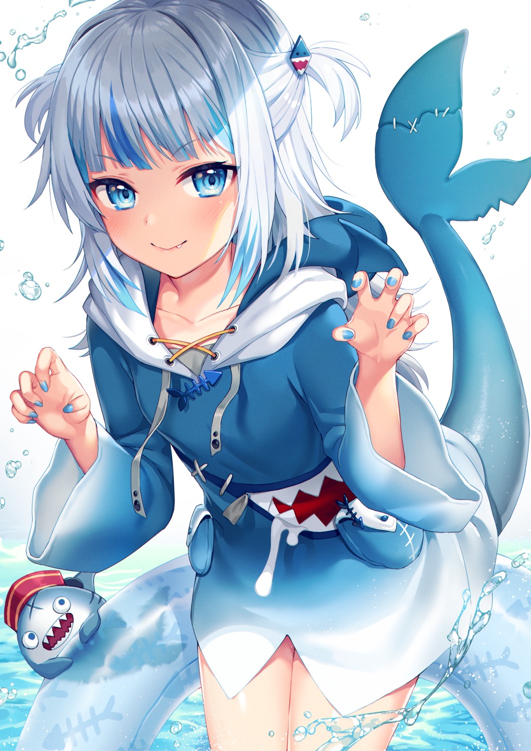gawr_gura, hololive, hololive_english, satchely, skirt_lift, tail, wet
