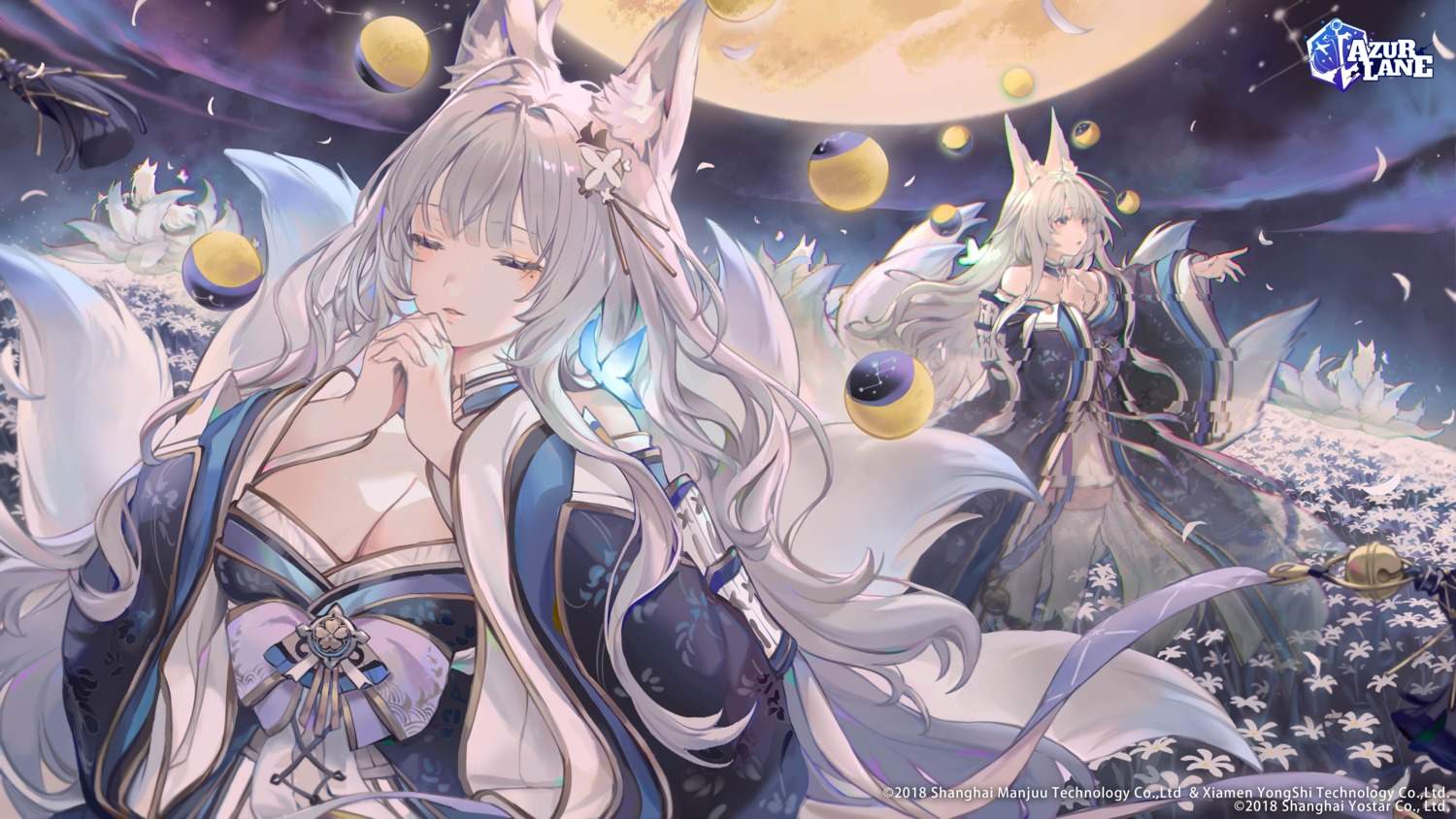 animal_ears, azur_lane, bibimbub, japanese_clothes, kitsune, no_bra, shinano_(azur_lane), tail