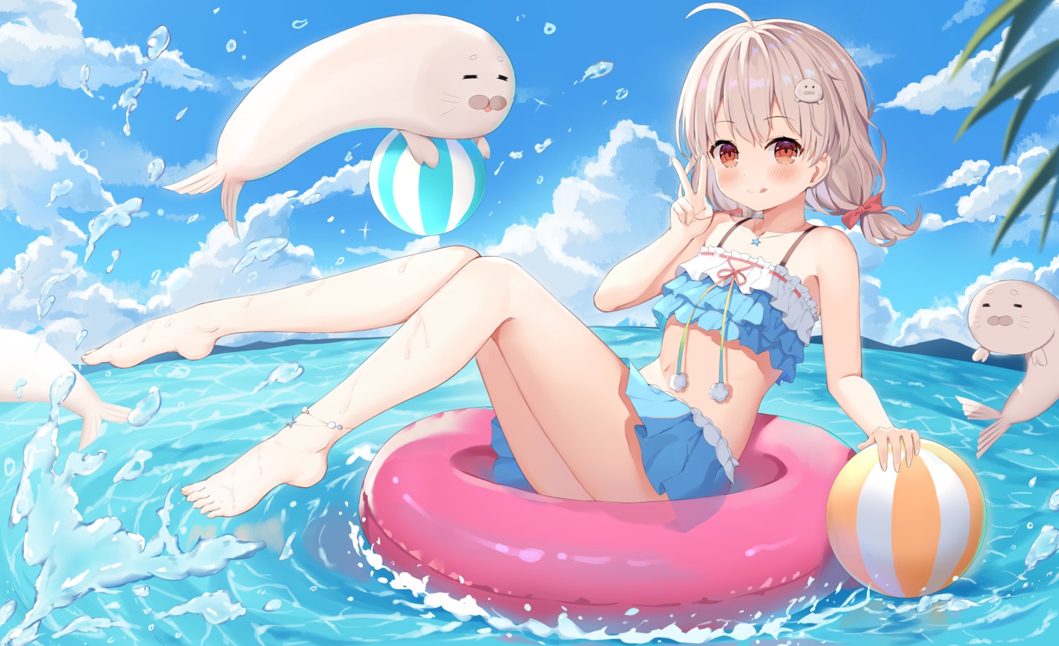 kizuna, project_sp, shirakami_haruka, skirt_lift, swimsuits, wet