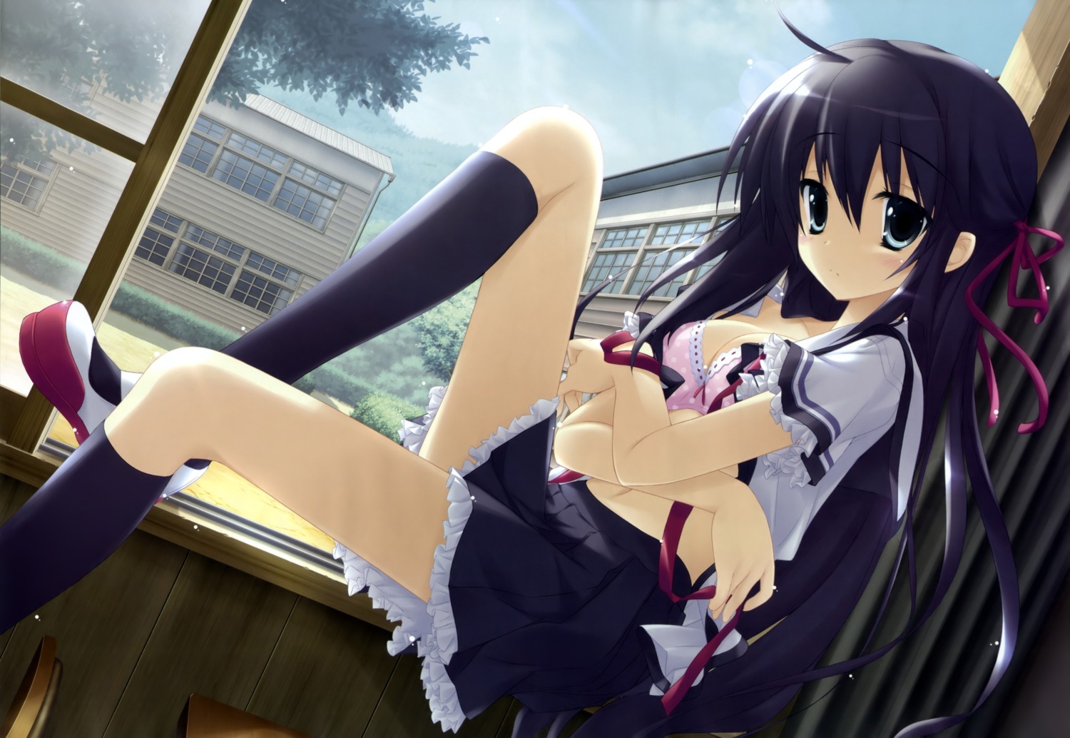 bra, cleavage, fixed, kanou_kayoko, koiiro_soramoyou, lucie, open_shirt, studio_ryokucha