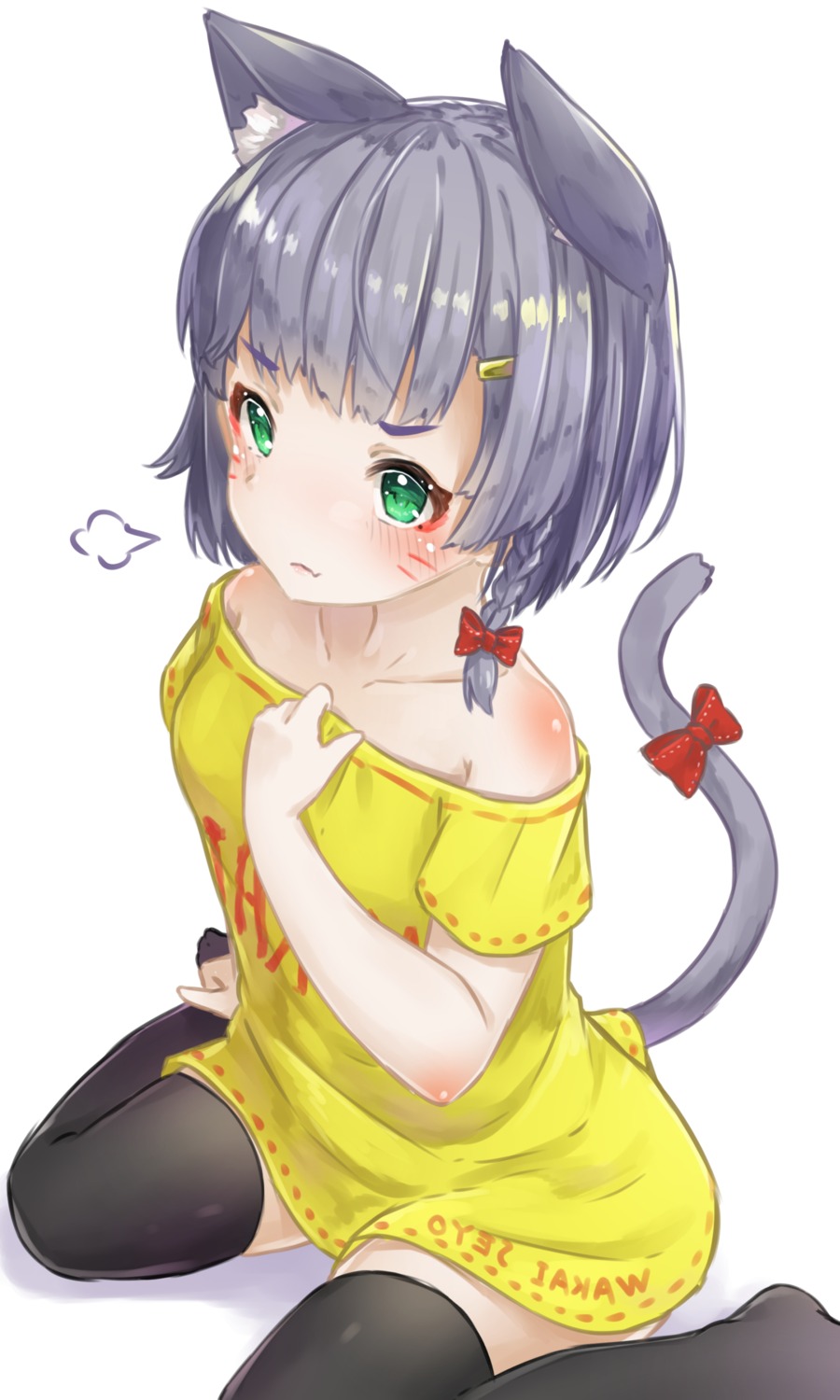 animal_ears, hyouta_(yoneya), nekomimi, no_bra, tail, thighhighs