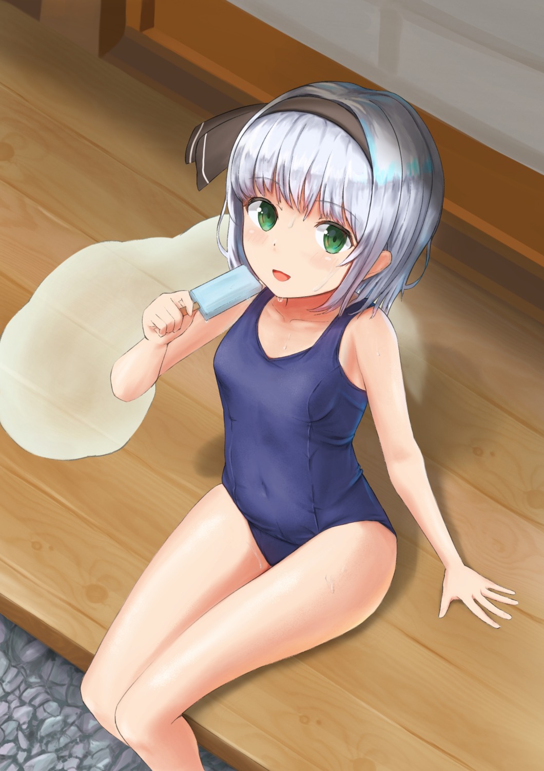 konpaku_youmu, kubure, myon, school_swimsuit, swimsuits, touhou