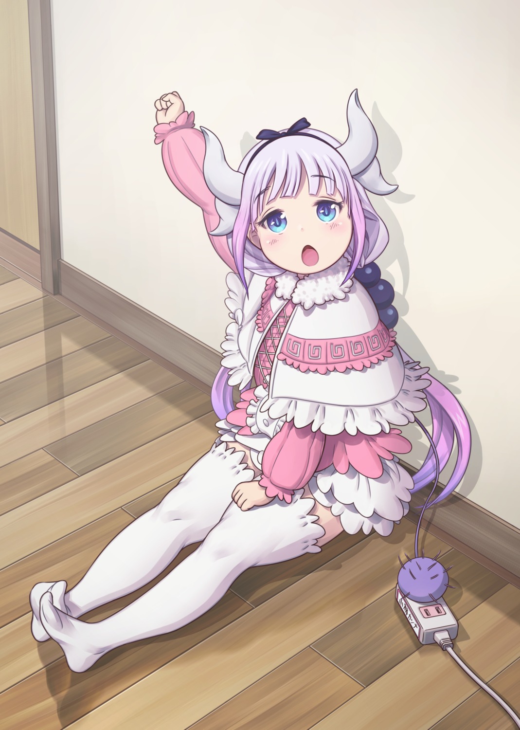 horns, kanna_kamui, kobayashi-san_chi_no_maidragon, kobu_ride, tail, thighhighs