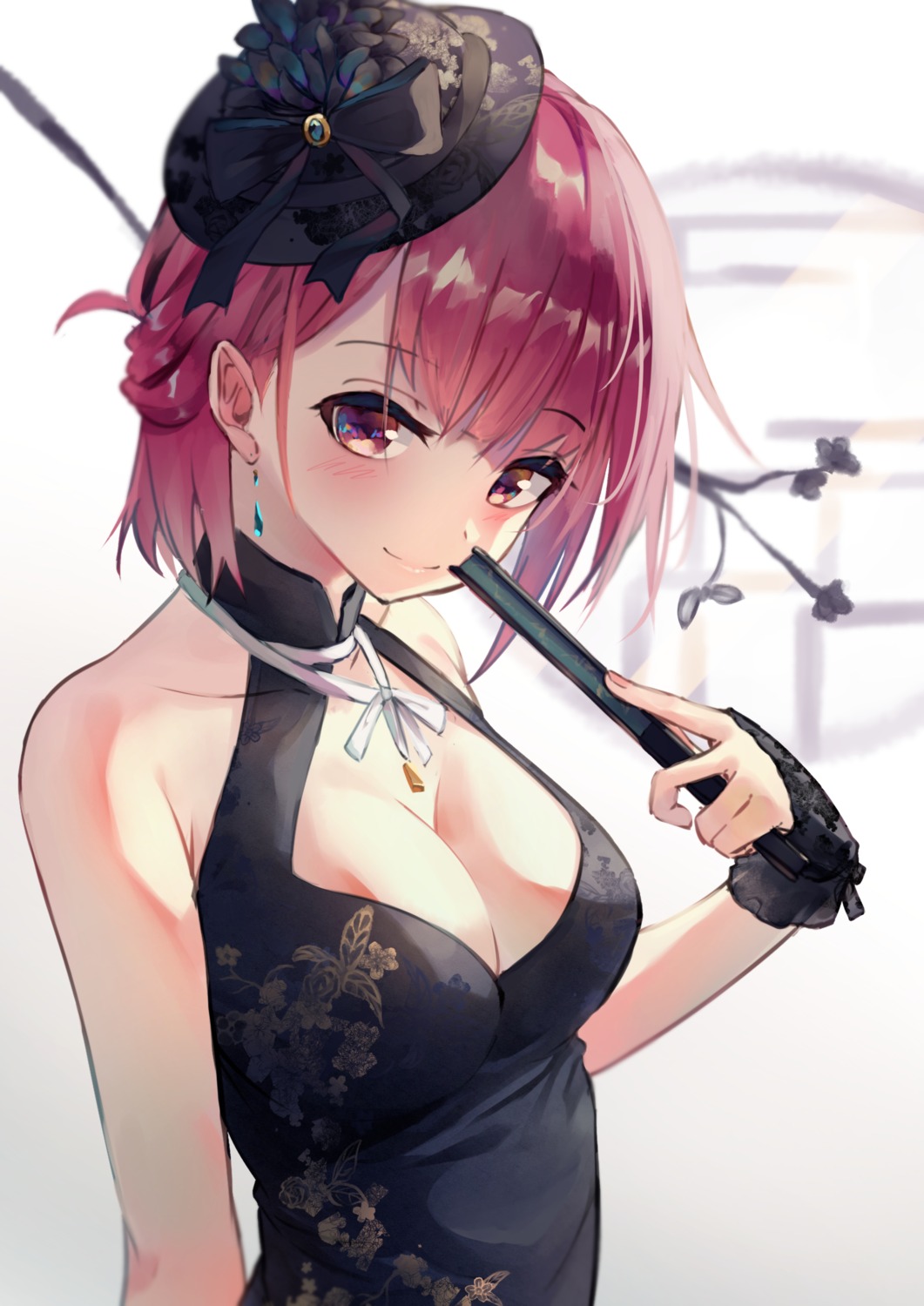 asian_clothes, azur_lane, black_prince_(azur_lane), cleavage, no_bra, shun'ya_(daisharin36)