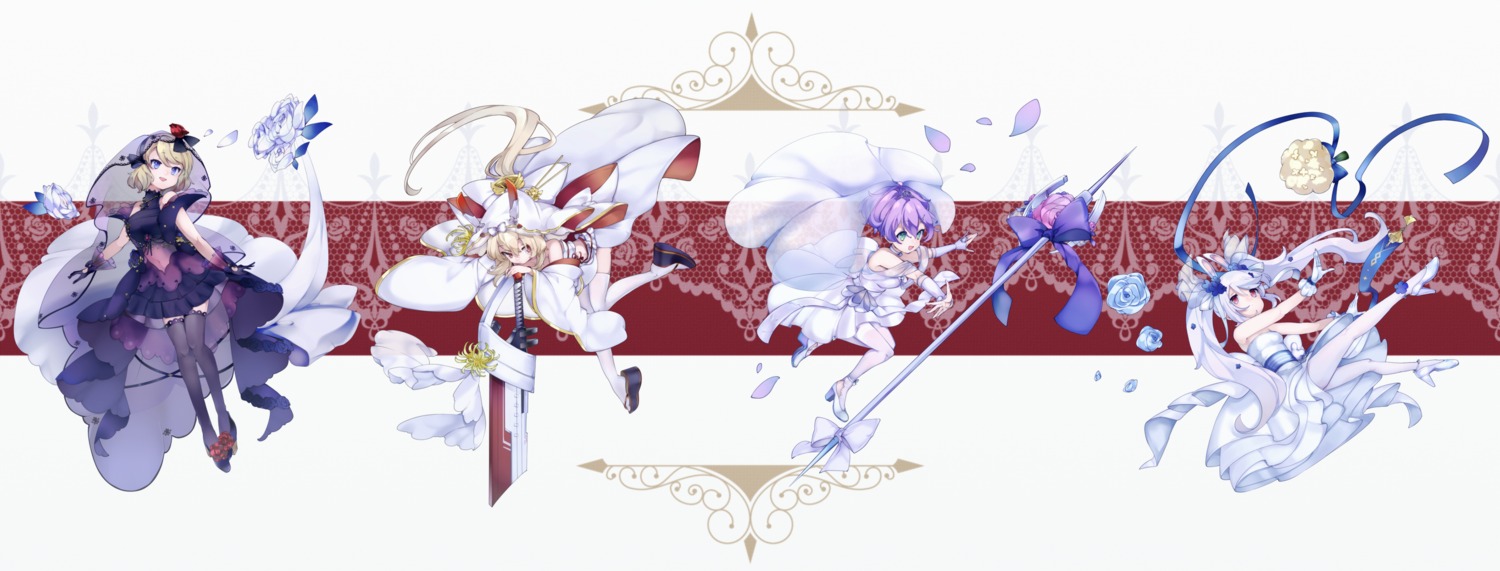 animal_ears, ayanami_(azur_lane), azur_lane, bunny_ears, dress, heels, japanese_clothes, javelin_(azur_lane)
