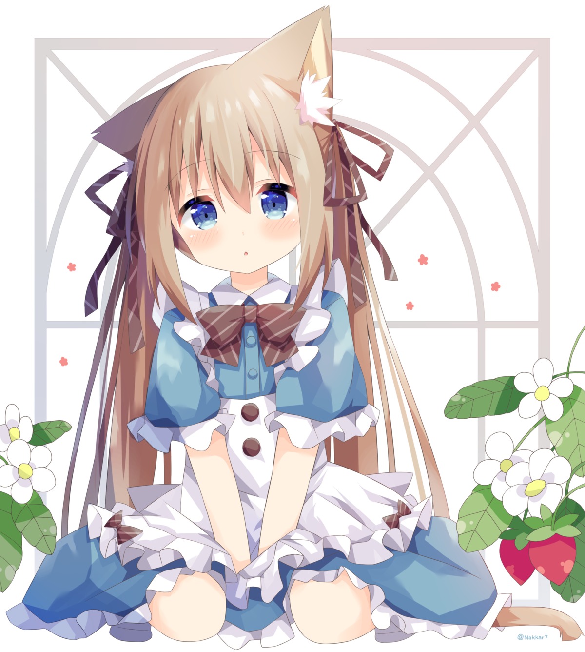 animal_ears, maid, nakkar, nekomimi, skirt_lift, tail