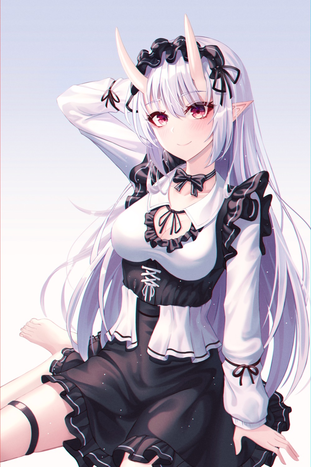 cleavage, garter, horns, lolita_fashion, pointy_ears, ryon_y0421