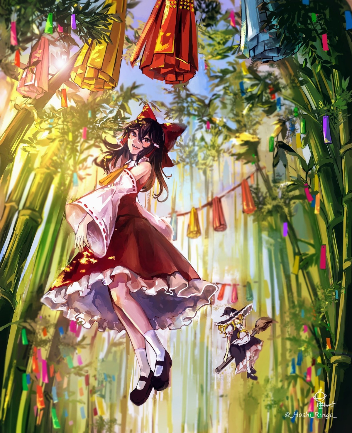 dress, hakurei_reimu, heels, hoshiringo0902, kirisame_marisa, touhou, witch