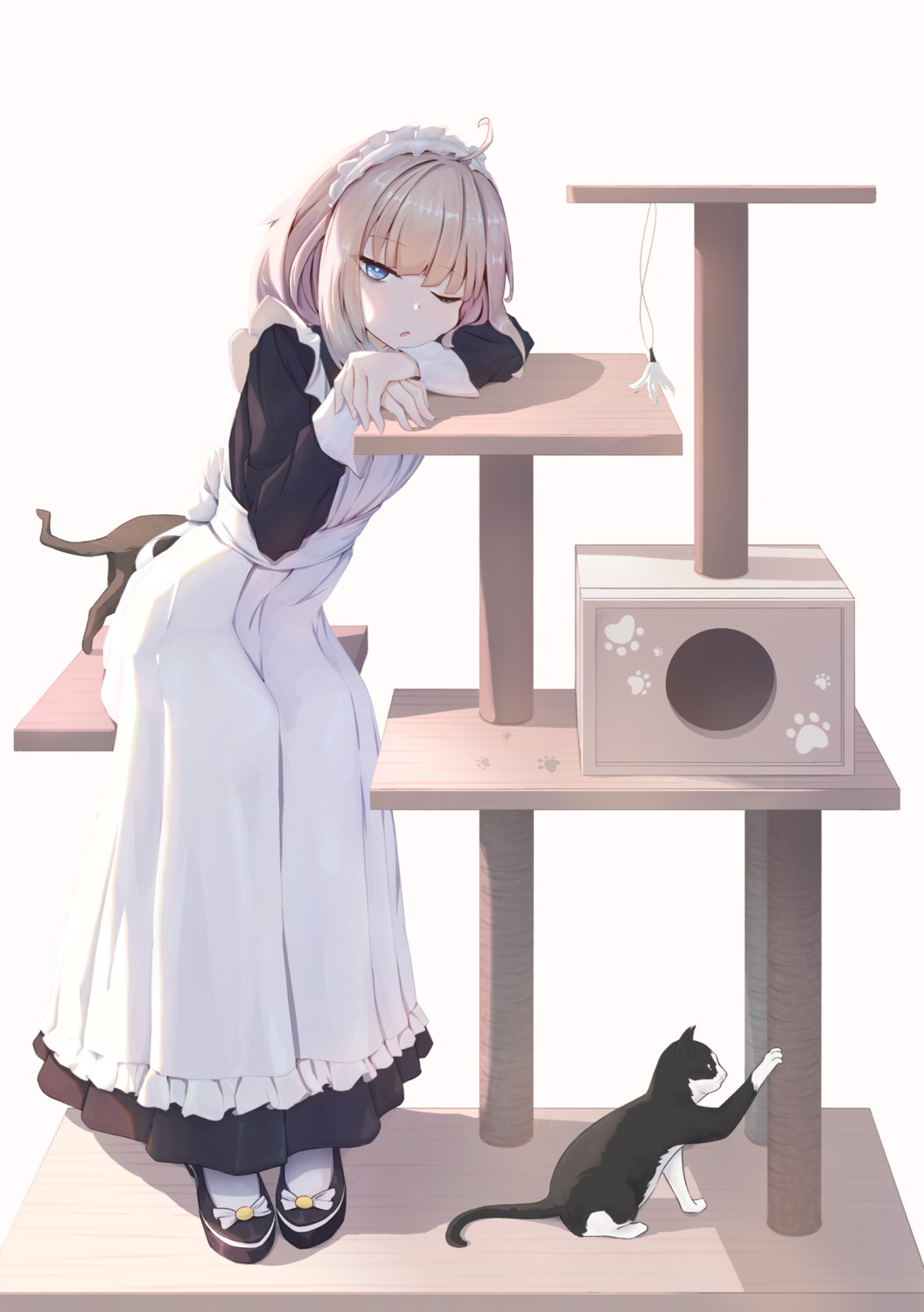 aa-12_(girls_frontline), girls_frontline, maid, neko, twtnw