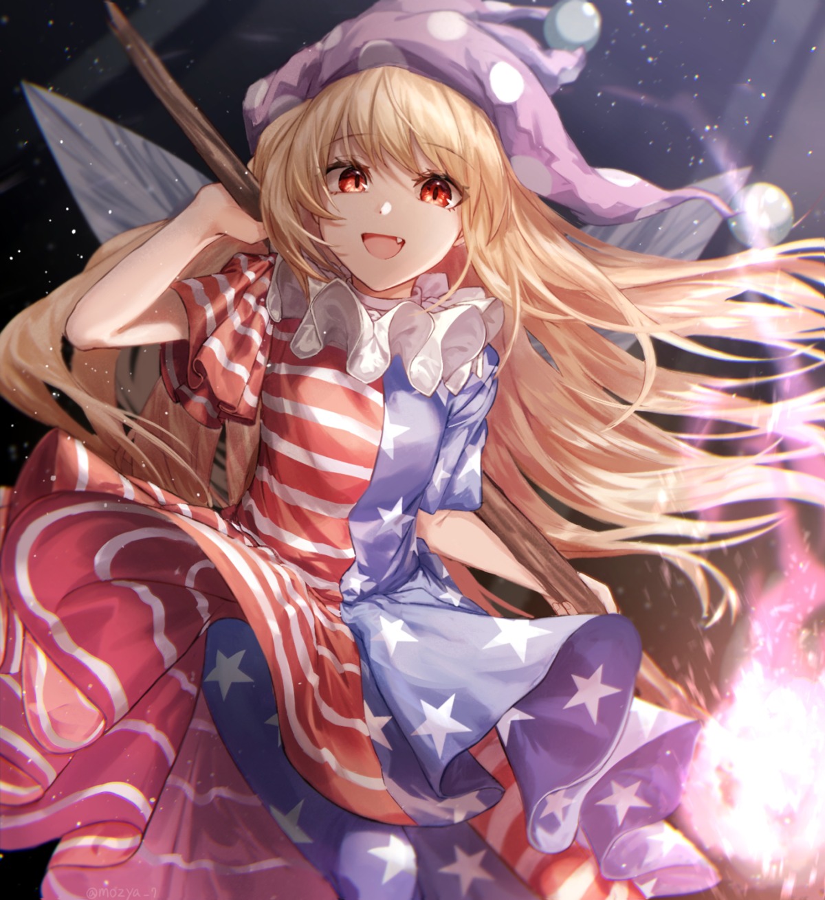 clownpiece, dress, mozuno_(mozya_7), pantyhose, skirt_lift, touhou