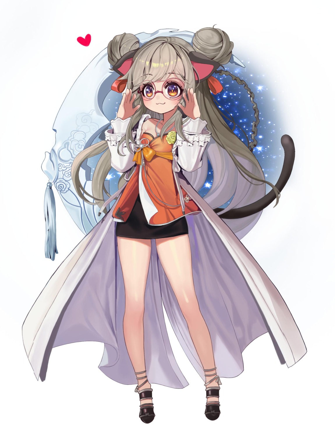 animal_ears, asian_clothes, blade_&_soul, chicken_(dalg-idalg), megane, nekomimi, tail