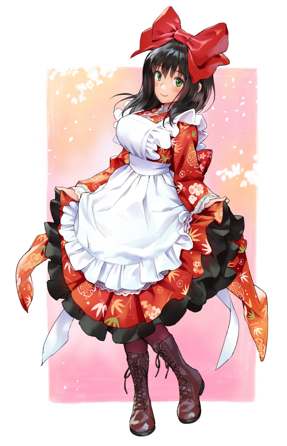 maid, matsuda_(matsukichi), skirt_lift, wa_maid