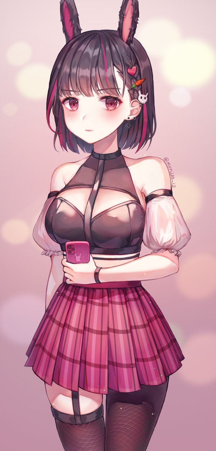 animal_ears, bunny_ears, fishnets, monjja, stockings, thighhighs