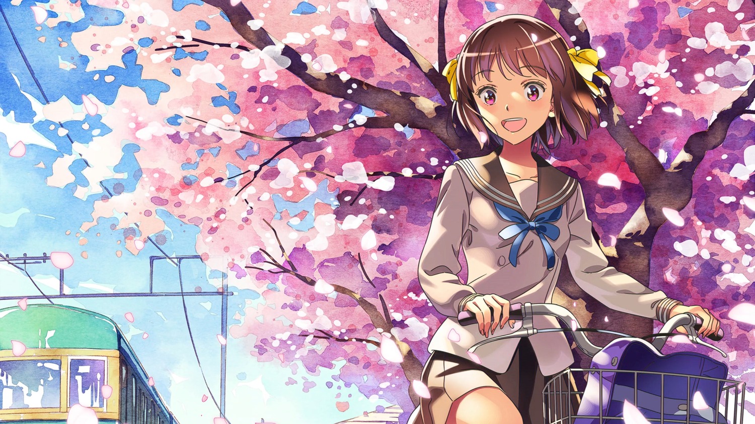 endcard, maiharu_hiromi, minami_kamakura_koukou_joshi_jitenshabu, seifuku, skirt_lift, tagme