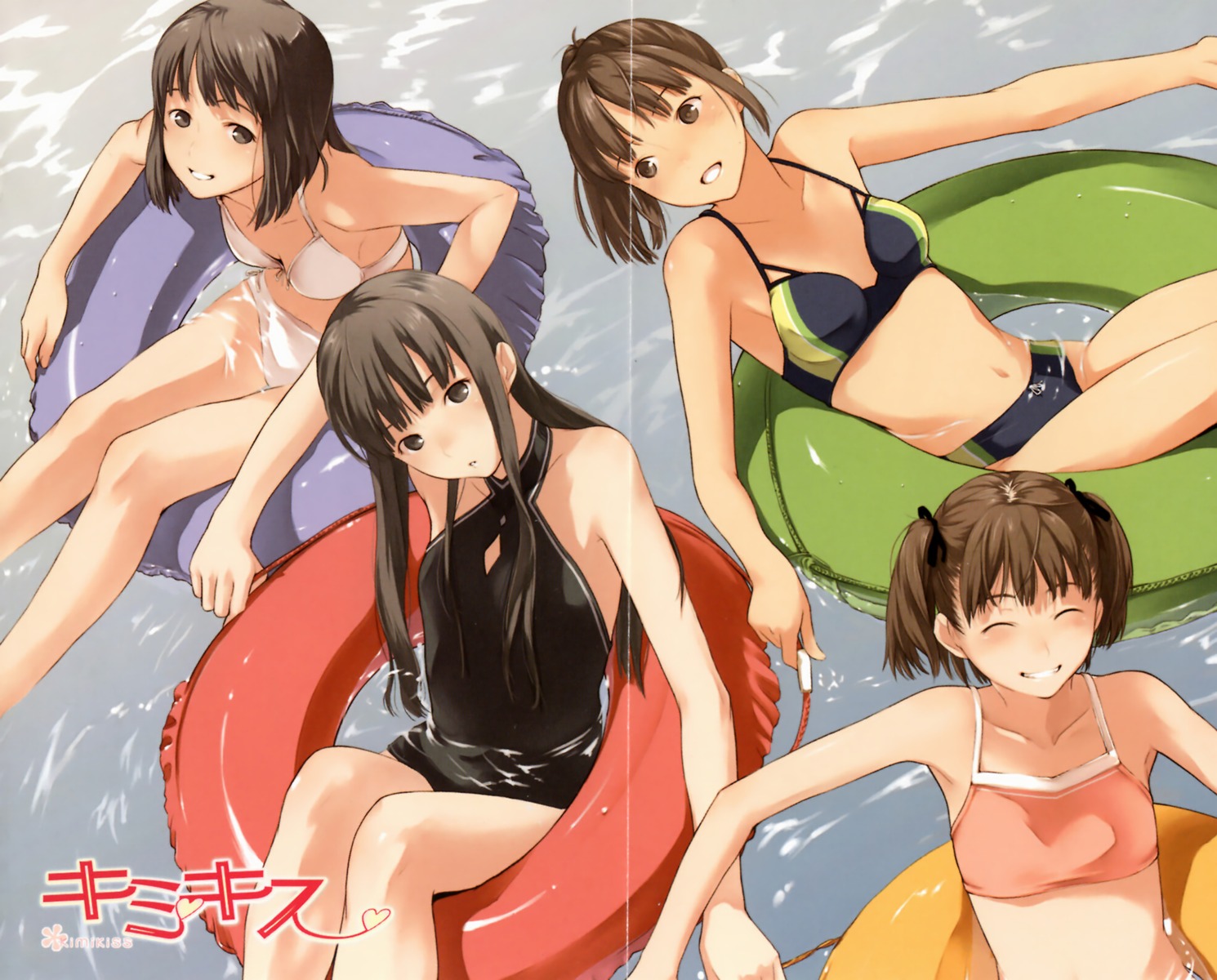 aihara_nana, bikini, crease, futami_eriko, kamo, kimikiss, sakino_asuka, shijo_mitsuki