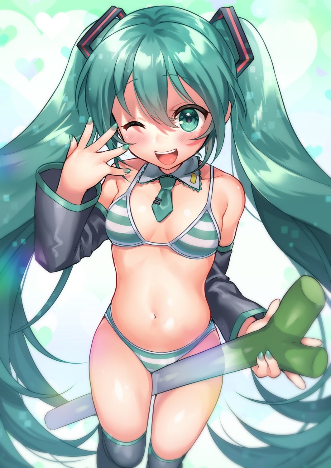 bikini, hatsune_miku, swimsuits, thighhighs, utsunomiya_hetaru, vocaloid